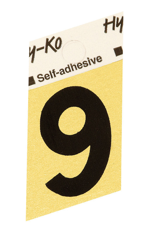 Hy-Ko 1-1/2 in. Black Aluminum Number 9 Self-Adhesive 1 pc. (Pack of 10)