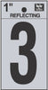 Hy-Ko 1 in. Reflective Black Vinyl Number 3 Self-Adhesive 1 pc. (Pack of 10)