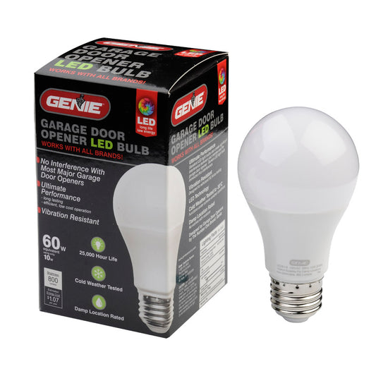Genie A19 E26 (Medium) LED Garage Door Bulb Warm White 60 Watt Equivalence 1 pk (Pack of 6)