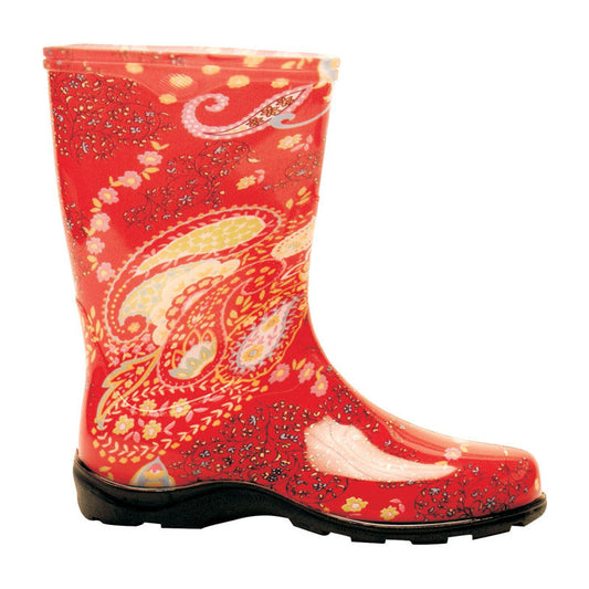 Sloggers 5004RD08 Size 8 Paisley Red Women's Tall Rain & Garden Boot