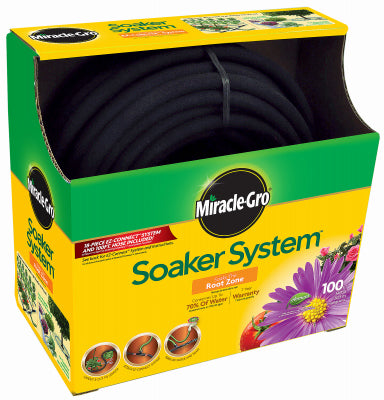 Miracle-Gro Soaker Grade Black Rubber Garden Hose Kit 3/8 Dia. in. x 100 L ft.