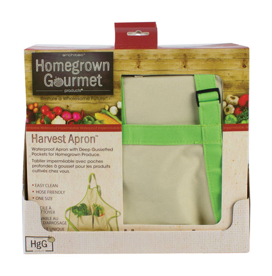 Architec Tan & Green Cotton Hose Friendly Waterproof Homegrown Gourmet Harvest Apron One Size