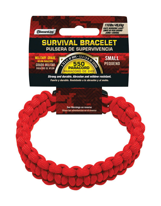 SecureLine  5/32 in. Dia. x 7 ft. L Red  Braided  Nylon  Small Survival Bracelet