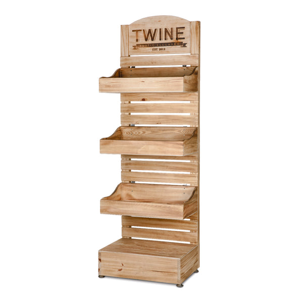 Estante de exhibición vacío marrón TWINE de madera de 60 pulg. de alto x 11 pulg. de ancho x 22 pulg. de largo