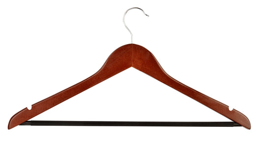 Honey Can Do Hng-01207 Cherry Finish Basic Suit Hanger With No-Slip Bar 4 Count