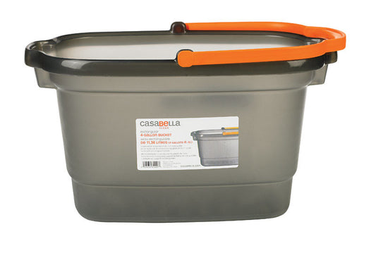 Casabella Graphite Polypropylene Rectangular Easy Carry Bucket Caddy 4 gal. Capacity (Pack of 6)