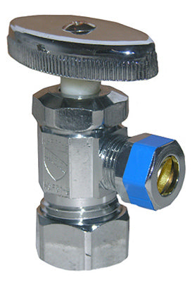 Angle Valve, Chrome, Coarse Thread Style, 5/8-In. O.D. Compression Inlet x 3/8-In. O.D. Compression Outlet