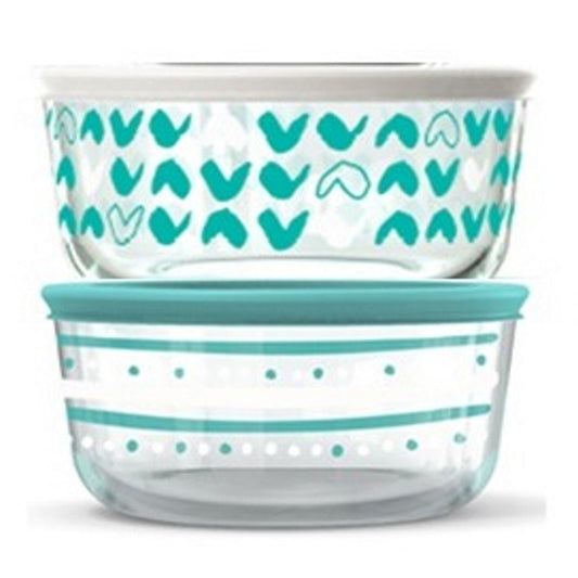 Pyrex 4 cups Clear/Turquoise Food Storage Container Set (Pack of 4)