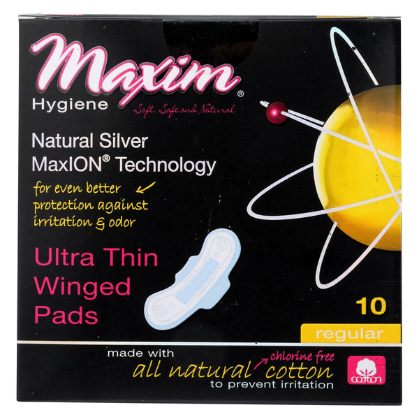 Toallitas higiénicas Maxim con alas, tamaño regular, 10 unidades
