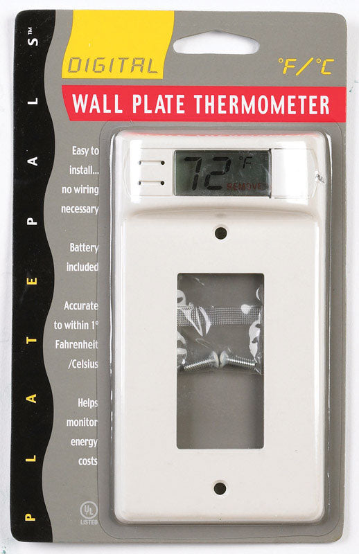 Plate Pals Plastic White 1-Gang GFCI/Rocker Wall Plate Thermometer 5-3/16 H x 3-1/8 W in.