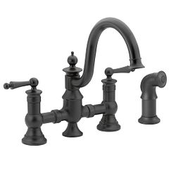 Wrought iron two-handle high arc kitchen faucet