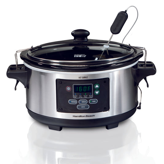 Hamilton Beach  6 qt. Silver  Stainless Steel  Programmable Slow Cooker