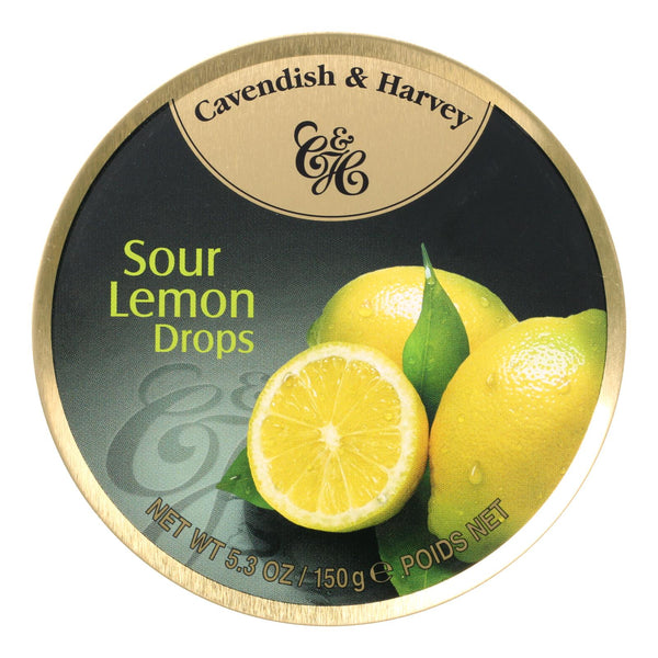 Cavendish and Harvey Fruit Drops Tin - Sour Lemon - 5.3 oz - Case of 12 (Pack of 12)