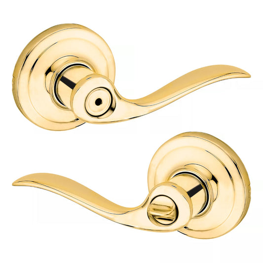 Kwikset Tustin Polished Brass Privacy Lockset 1-3/4 in.