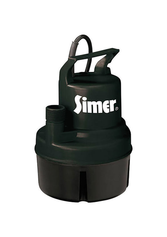 Simer  1/6 hp 900 gph Thermoplastic  Electronic Switch  Bottom  AC  Utility Pump