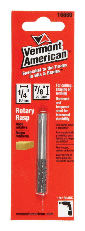 Vermont American 1/4 in.   D X 7/8 in.   L Rotary Rasp Cylindrical with Round End 1 pc