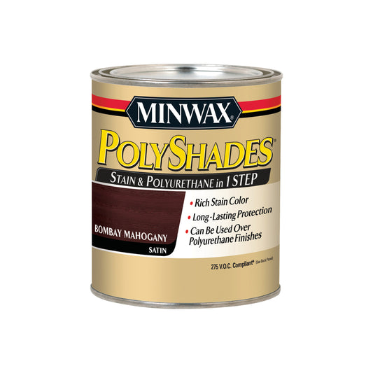 Minwax 61980 1 Quart Bombay Mahogany Polyshades® Satin Wood Stain (Case of 4)