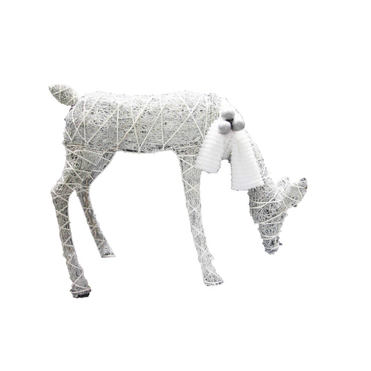 Celebrations  Cool White  42 inch in. Yard Decor  Feeding Deer with Scarf and Ornaments