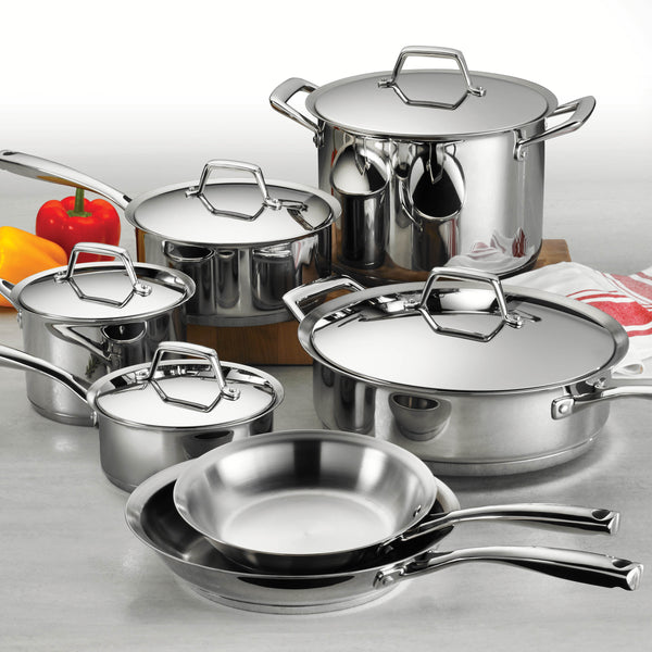 Tramontina 12-Piece Gourmet Tri-Ply Base Cookware Set, Stainless Steel