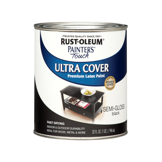 Rust-Oleum Painters Touch Ultra Cover Semi-Gloss Black Paint Indoor and Outdoor 250 g/L 1 qt.