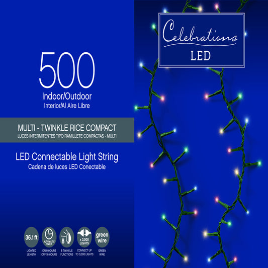 Celebrations LED Multicolored 500 ct String Christmas Lights