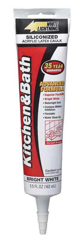 White Lightning Bright White Silicone Fortified Latex Caulk Sealant 5.5 oz. (Pack of 12)