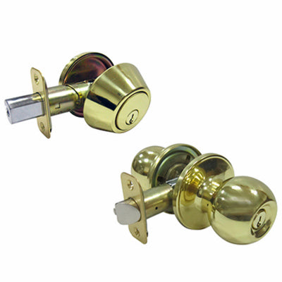Combination Lockset, Polished Brass (Pack of 3)