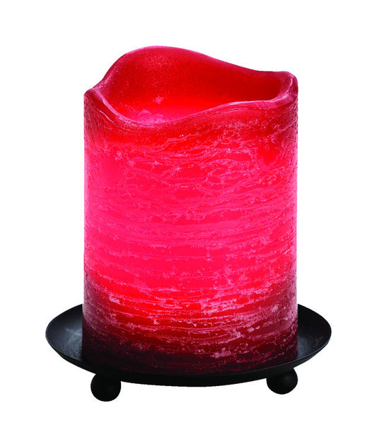 Inglow Currant Red Pomegranite Scent Rustic Pillar Candle 4 in. H (Pack of 6)
