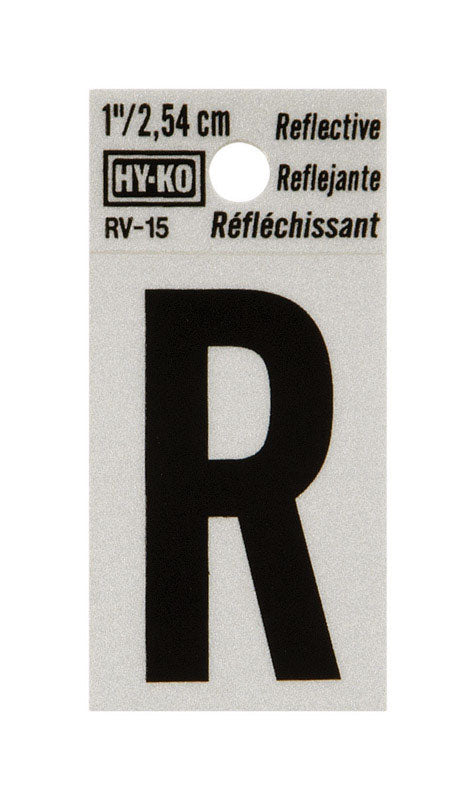 Hy-Ko 1 in. Reflective Black Vinyl Letter R Self-Adhesive 1 pc. (Pack of 10)