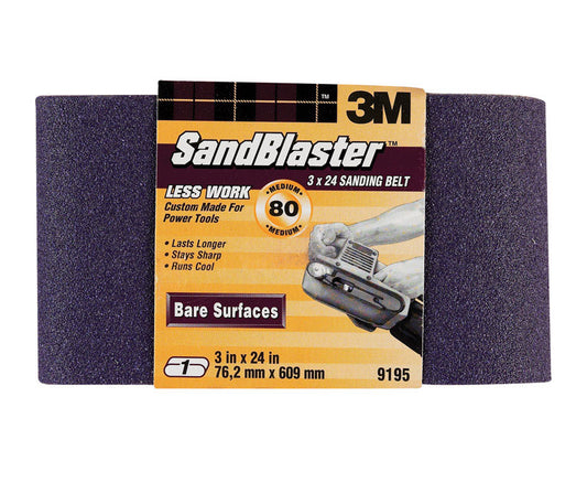3M Sandblaster 24 in. L X 3 in. W Ceramic Sanding Belt 80 Grit Medium 1 pk