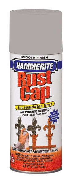 Spray de acabado de esmalte de aluminio liso con acabado antioxidante Hammerite Rust Cap de 12 oz (caja de 6)