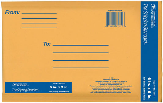 Lepages 83011 6 X 9 Kraft Manila Usps Padded Mailers