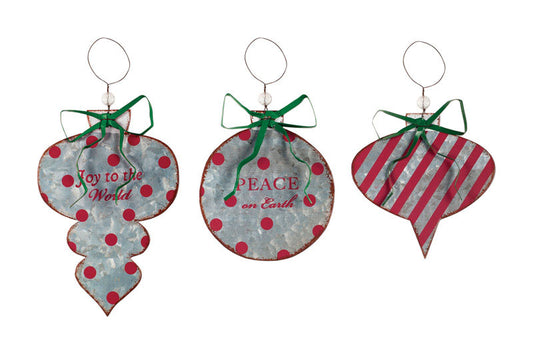 Sunset Vista Christmas Ornament Red/Gray Metal 1 pk (Pack of 6)