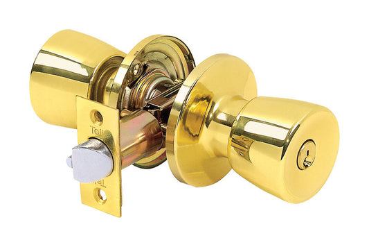 Tell Alton Bright Brass Entry Lockset 1-3/4 in.