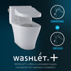 TOTO® WASHLET+® Carlyle® II One-Piece Elongated 1.28 GPF Toilet and WASHLET+® C5 Bidet Seat, Cotton White - MW6143084CEFG#01