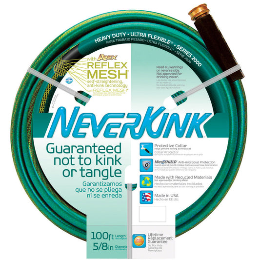 Neverkink 5/8 in. D X 100 ft. L Heavy-Duty Green Vinyl Garden Hose
