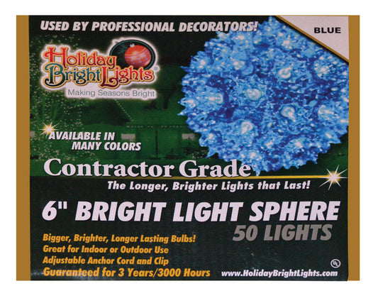 Holiday Bright Lights  Contractor  Incandescent  Sphere Light  Blue  12 ft. 50 lights