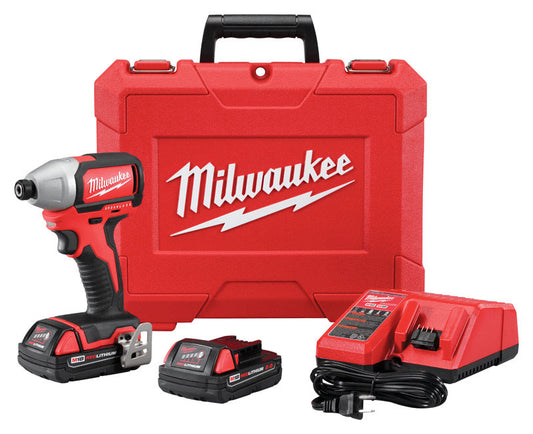 Milwaukee M18 18 volt 1/4 in. Hex Cordless Brushless Impact Driver Kit 2800 rpm 3700 ipm 1500 in-lb