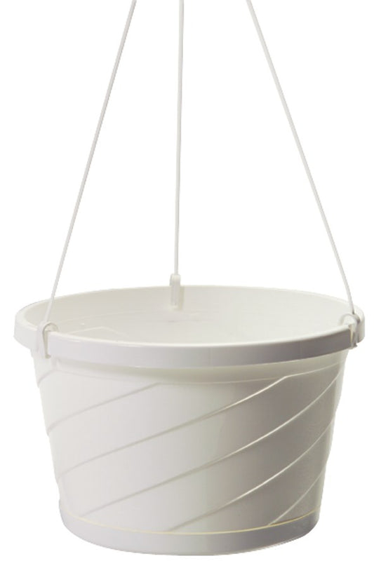 Akro Mils HSO12004A10 12" White Euro Hanging Baskets With Attached Saucers (Pack of 12)