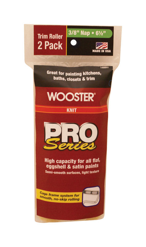 Wooster  Pro Series  Knit  6-1/2 in. W x 3/8 in.  Trim  Paint Roller Cover  2 pk