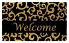 J & M Home Fashions 4289 18" X 30" Vinyl Back Black Welcome Scroll Doormat