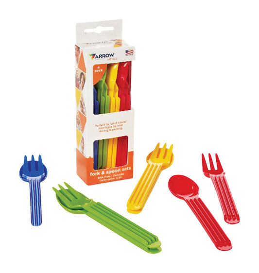 Arrow Home Products Assorted Plastic Spoon/Fork Set Dinnerware 4 pk