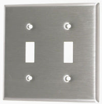 Leviton 004-84009-04 Stainless Steel 2-Gang Double Toggle Wallplate