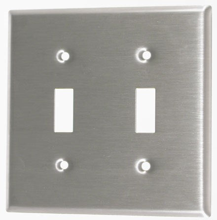 Leviton 004-84009-04 Stainless Steel 2-Gang Double Toggle Wallplate