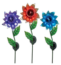 Alpine Solar Flower Glass Outdoor Stake (Pack of 12)