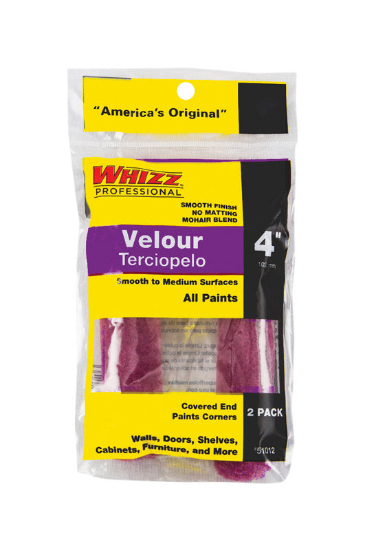 Whizz Velour 3/16 in. x 4 in. W Mini Paint Roller Cover 2 pk