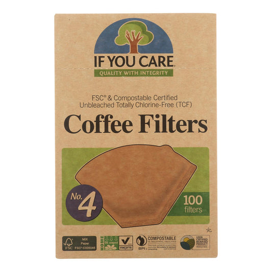 If You Care #4 Cone Coffee Filters - Brown - 100 Count 