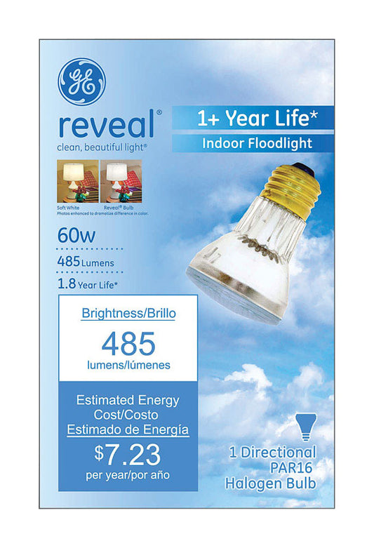 GE Reveal 60 W PAR16 Floodlight Halogen Bulb 485 lm Yellow 1 pk