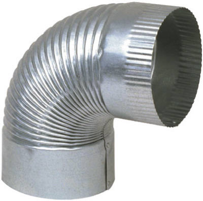 HVAC Furnace Elbow, Corrugated Galvanized, 30 Gauge, 6-In.