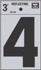 Hy-Ko 3 in. Reflective Black Vinyl Number 4 Self-Adhesive 1 pc. (Pack of 10)